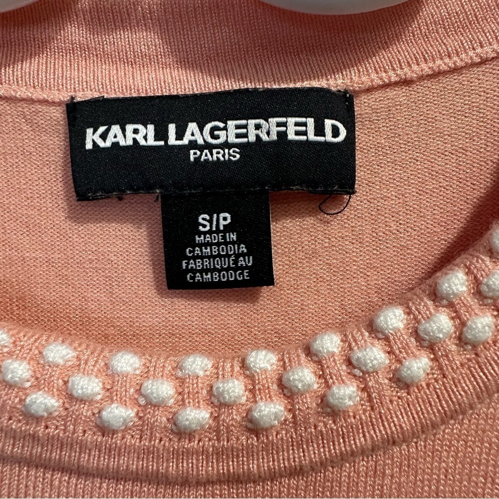 Karl Lagerfield Paris | womens small light coral/pink short sleeves sweater - Picture 3 of 7